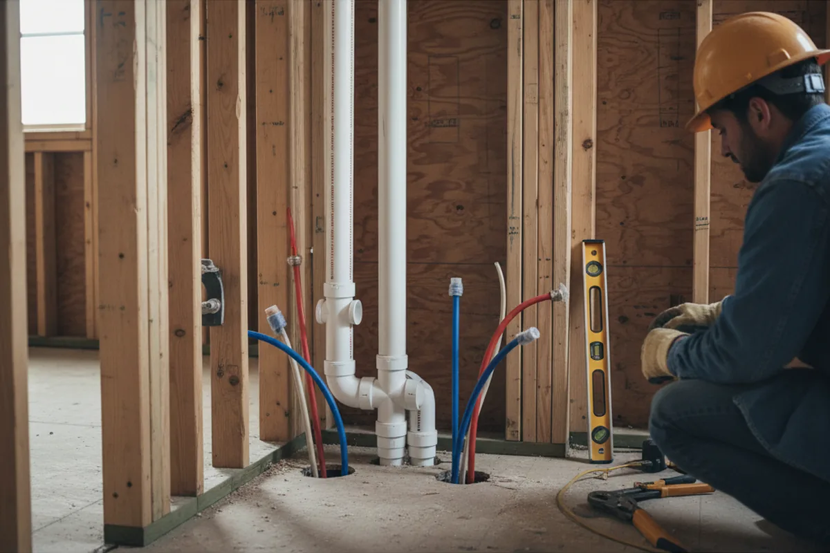 Drain and supply rough-in during Toilet Repair and Installation in Warners
