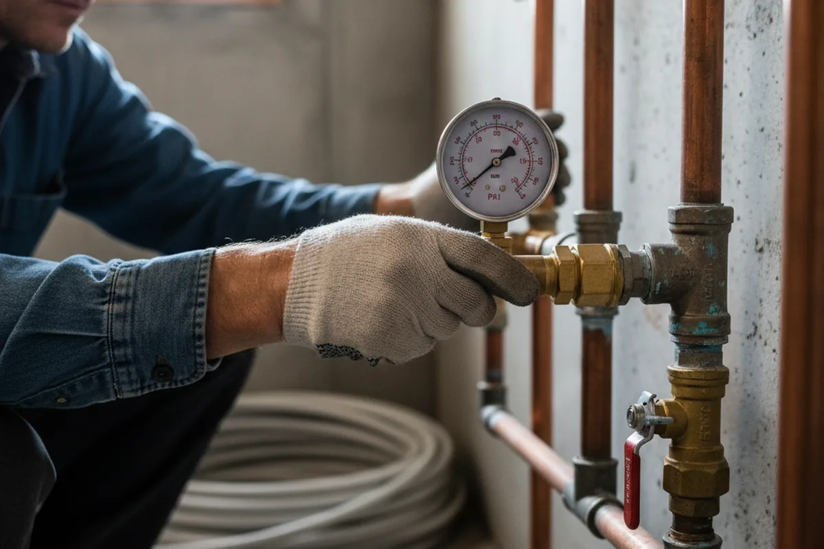 Pressure testing a repaired line during Water Line Repair in Warners