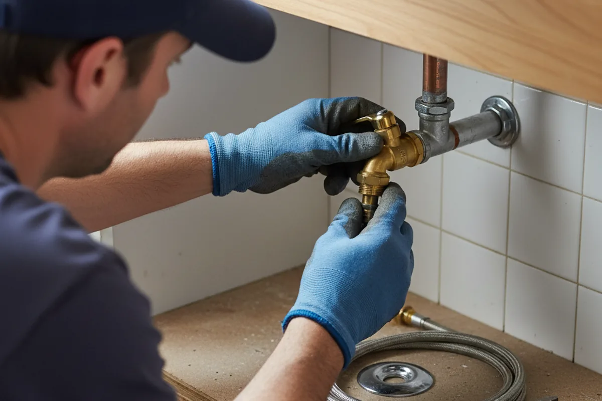 Shutoff valve and fitting work during Emergency Plumbing in Warners